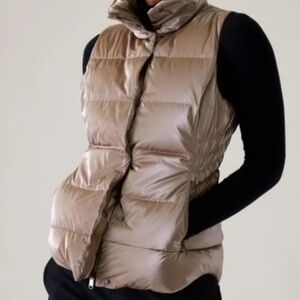 NWOT Athleta Downtown Puffer Vest Pyrite Shine Metallic Size Small